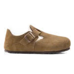 Birkenstock London Shearling Suede Leather Clogs Dark Tea