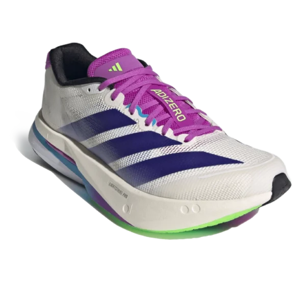 ⁦Adidas Adizero Boston Core White Collegiate Purple Lime Burst⁩ – תמונה ⁦2⁩