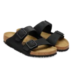 ⁦Birkenstock Arizona Wire Buckle Nubuck Leather Sandals Black⁩ – תמונה ⁦2⁩