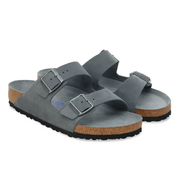 ⁦Birkenstock Arizona Soft Footbed Suede Leather Sandals Basalt Gray Tonal⁩ – תמונה ⁦2⁩
