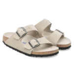 ⁦Birkenstock Arizona Soft Footbed Suede Leather Sandals Oyster Tonal⁩ – תמונה ⁦2⁩