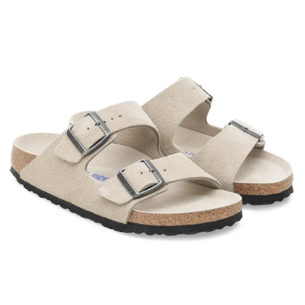⁦Birkenstock Arizona Soft Footbed Suede Leather Sandals Oyster Tonal⁩ – תמונה ⁦2⁩