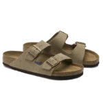 ⁦Birkenstock Arizona Soft Footbed Suede Leather Sandals Taupe⁩ – תמונה ⁦2⁩