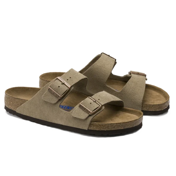 ⁦Birkenstock Arizona Soft Footbed Suede Leather Sandals Taupe⁩ – תמונה ⁦2⁩