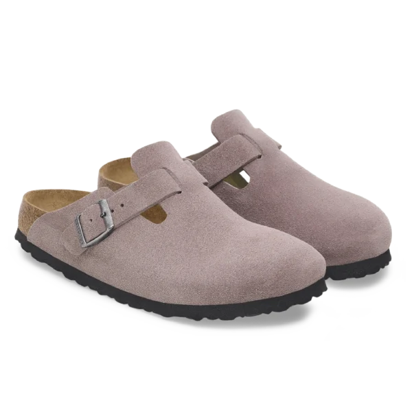 ⁦Birkenstock Boston Soft Footbed Suede Leather Clogs Faded Purple⁩ – תמונה ⁦2⁩