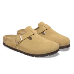 ⁦Birkenstock Boston Suede Leather Clogs Latte Cream⁩ – תמונה ⁦2⁩
