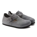 ⁦Birkenstock London Heritage Suede Leather Clogs Gray⁩ – תמונה ⁦2⁩