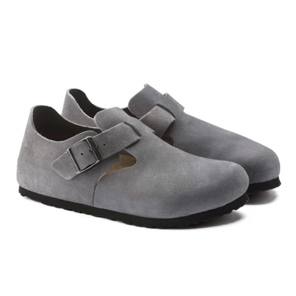 ⁦Birkenstock London Heritage Suede Leather Clogs Gray⁩ – תמונה ⁦2⁩