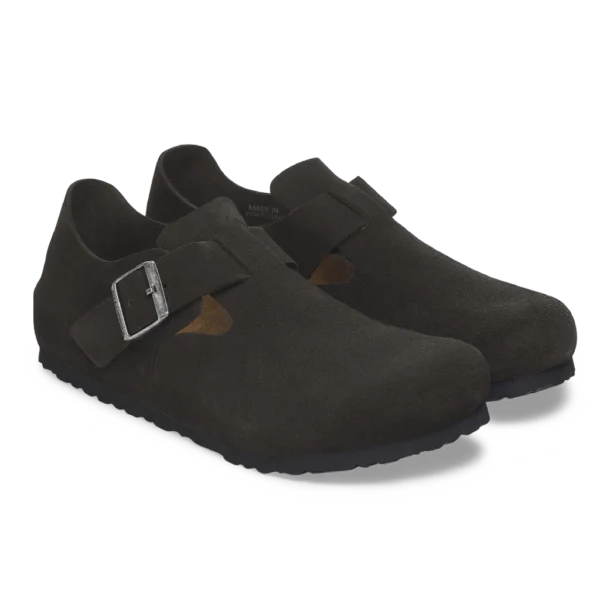 ⁦Birkenstock London Suede Leather Clogs Black⁩ – תמונה ⁦2⁩