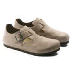 ⁦Birkenstock London Suede Leather Clogs Taupe⁩ – תמונה ⁦2⁩