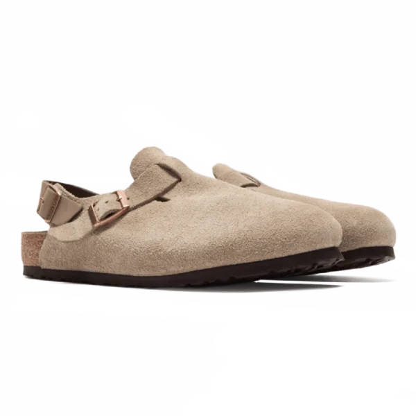 ⁦Birkenstock Tokio Suede Leather Clogs Taupe⁩ – תמונה ⁦2⁩