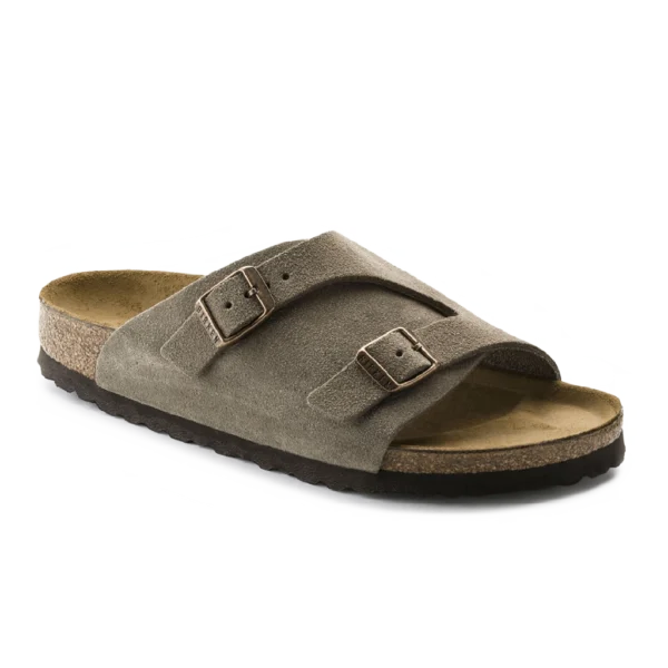 ⁦Birkenstock Zürich Soft Footbed Suede Leather Sandals Taupe⁩ – תמונה ⁦2⁩