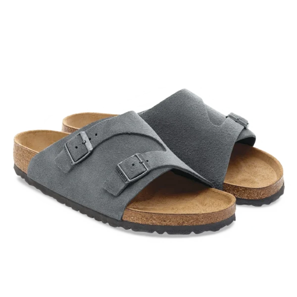 ⁦Birkenstock Zürich Suede Leather Sandals Basalt Gray⁩ – תמונה ⁦2⁩