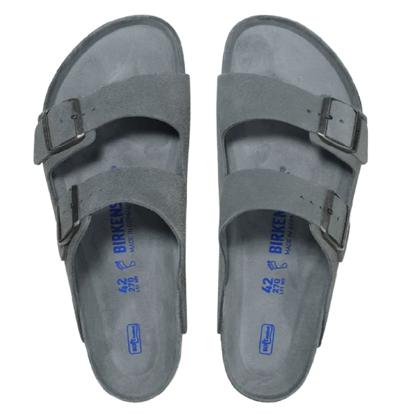 ⁦Birkenstock Arizona Soft Footbed Suede Leather Sandals Basalt Gray Tonal⁩ – תמונה ⁦3⁩