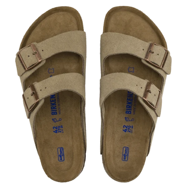 ⁦Birkenstock Arizona Soft Footbed Suede Leather Sandals Taupe⁩ – תמונה ⁦3⁩