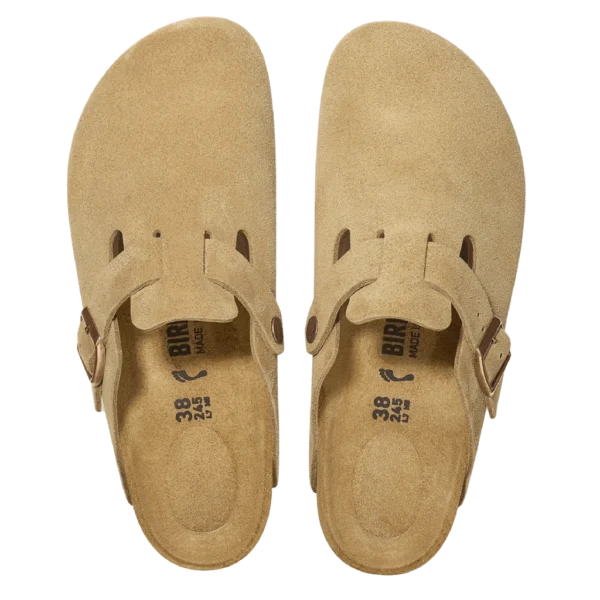 ⁦Birkenstock Boston Suede Leather Clogs Latte Cream⁩ – תמונה ⁦3⁩