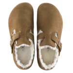 ⁦Birkenstock London Shearling Suede Leather Clogs Dark Tea⁩ – תמונה ⁦3⁩