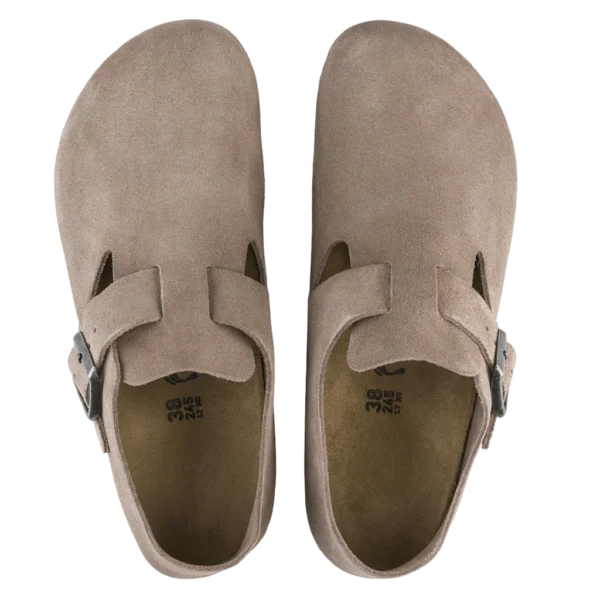 ⁦Birkenstock London Suede Leather Clogs Taupe⁩ – תמונה ⁦3⁩