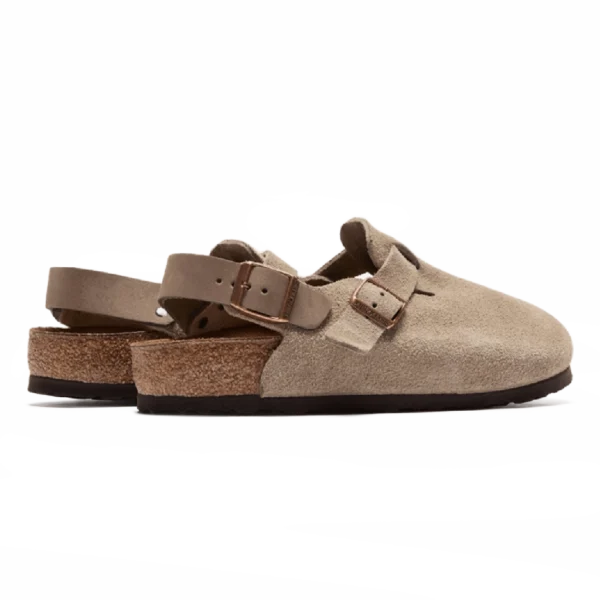 ⁦Birkenstock Tokio Suede Leather Clogs Taupe⁩ – תמונה ⁦3⁩