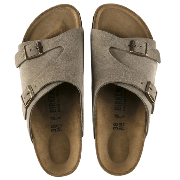 ⁦Birkenstock Zürich Soft Footbed Suede Leather Sandals Taupe⁩ – תמונה ⁦3⁩
