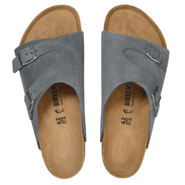 ⁦Birkenstock Zürich Suede Leather Sandals Basalt Gray⁩ – תמונה ⁦3⁩