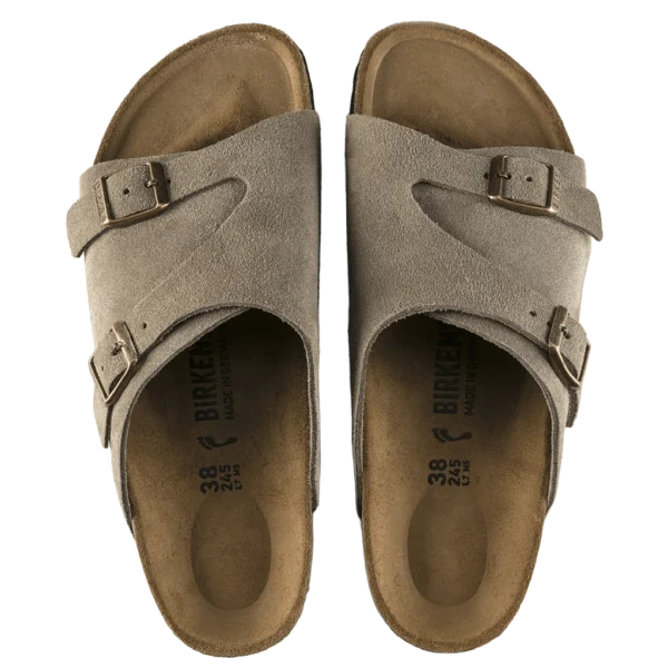 ⁦Birkenstock Zürich Suede Leather Sandals Taupe⁩ – תמונה ⁦3⁩