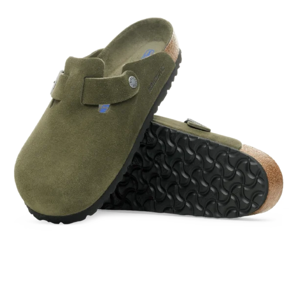 ⁦Birkenstock Boston Soft Footbed Suede Leather Clogs Thyme Tonal⁩ – תמונה ⁦4⁩