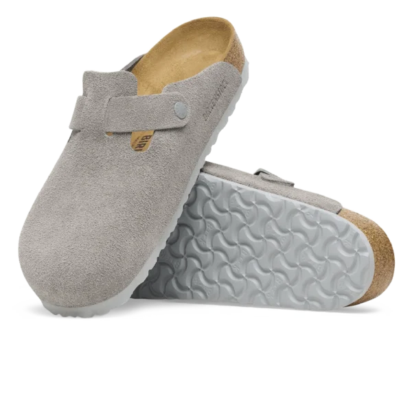 ⁦Birkenstock Boston Suede Leather Clogs Stone Coin⁩ – תמונה ⁦4⁩