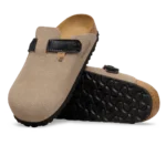⁦Birkenstock Boston Suede Leather Clogs Taupe Black⁩ – תמונה ⁦4⁩