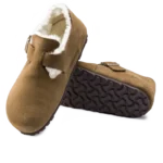 ⁦Birkenstock London Shearling Suede Leather Clogs Dark Tea⁩ – תמונה ⁦4⁩