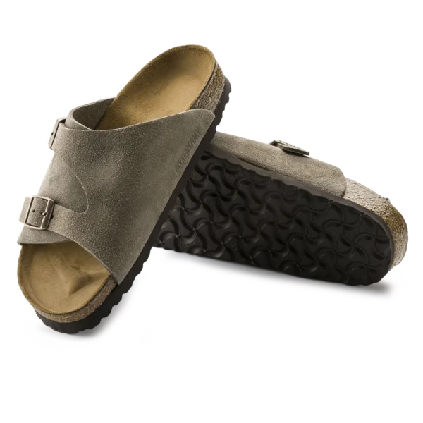 ⁦Birkenstock Zürich Soft Footbed Suede Leather Sandals Taupe⁩ – תמונה ⁦4⁩