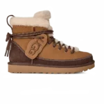 UGG Lace-Up Shearling-Trim Boots Chestnut