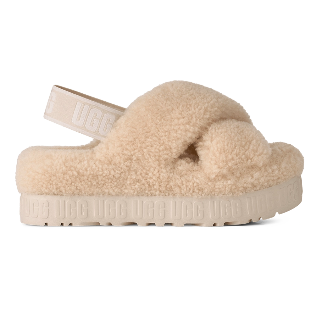 1 UGG Oh Fluffita Cross Strap Sandals Natural – תמונה 1